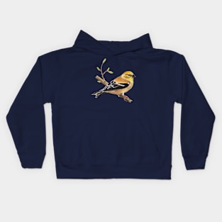 American Goldfinch painting (female) Kids Hoodie